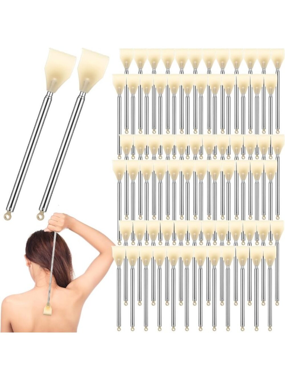 100 Pcs Folding Back Scratchers - Extendable 3-Section Massagers for Relief